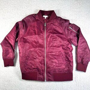 Silence Noise Urban Outfitters Velour Bomber Jacket Maroon Red Size Medium Y2k